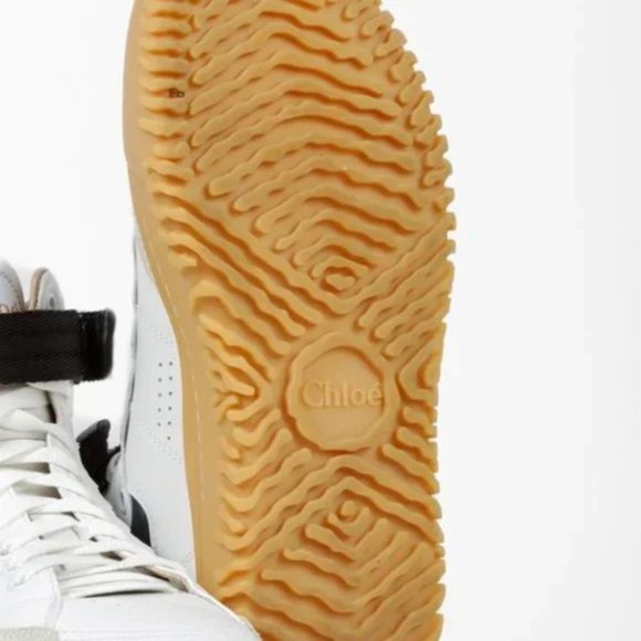 Chloe Franckie High-Top White Leather Sneaker - Picture 5 of 11